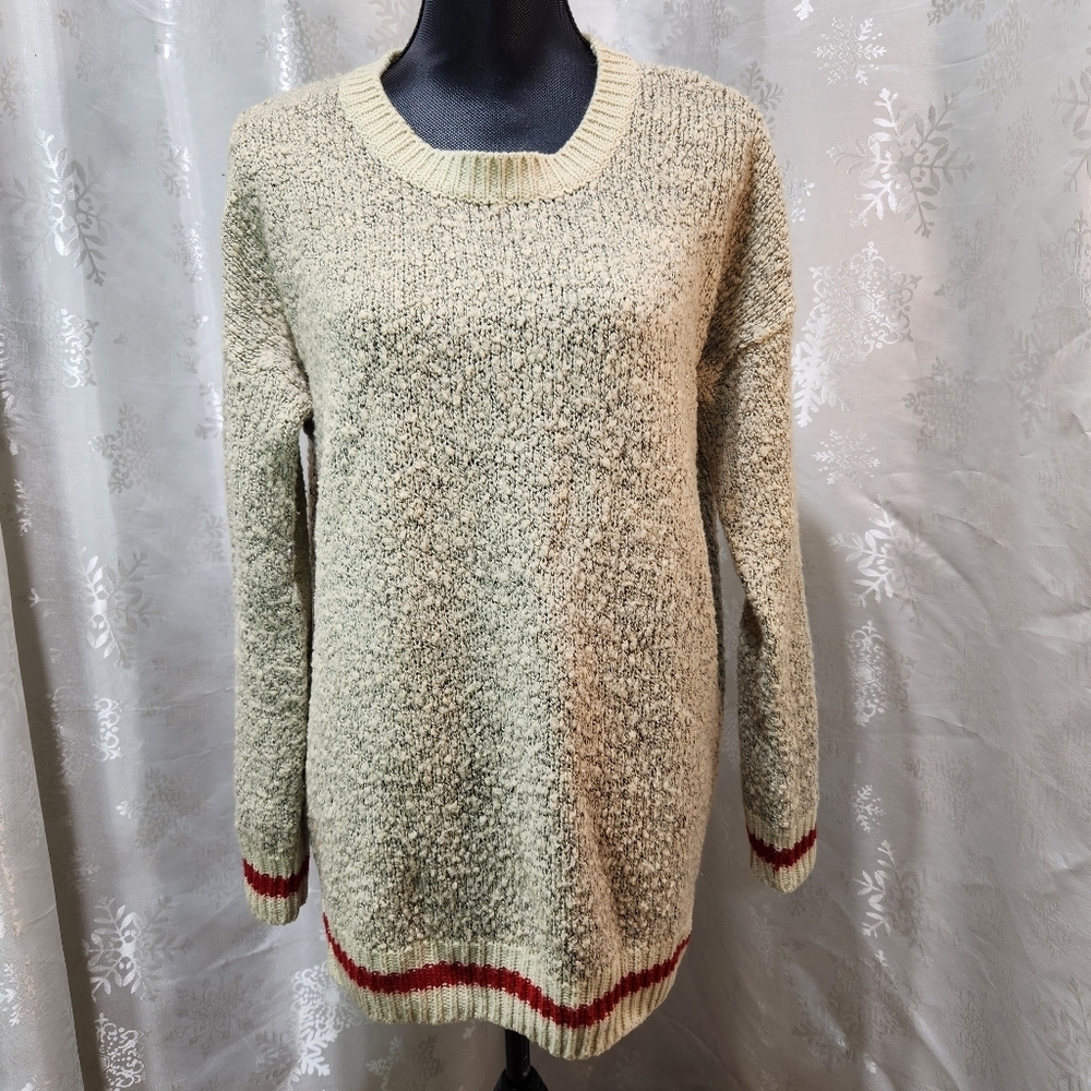 Cabin Stripe Chenille Oatmeal Heather BLUENOTES Knit Sweater (XL) - Picture 3 of 11